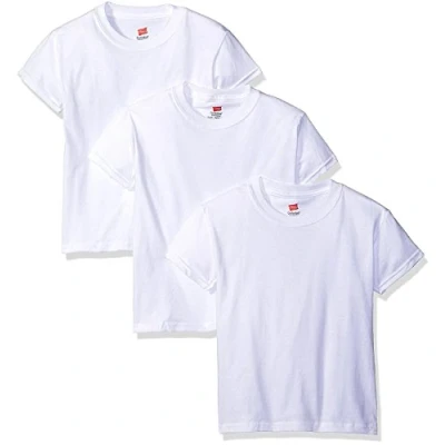 Image of Hanes Big Boys&#039; Essentials Short Sleeve T Shirt Value Pack (3 Pack), White, XL