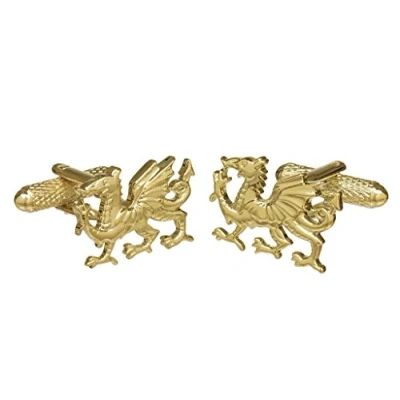 Image of Welsh Dragon Shirt Cufflinks Available in Silver Colour or Gold GS Cufflink Box (Gold Colour)