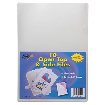 Image of Tiger Open Top and Side Files CLEAR 100 microns A4 Single PK