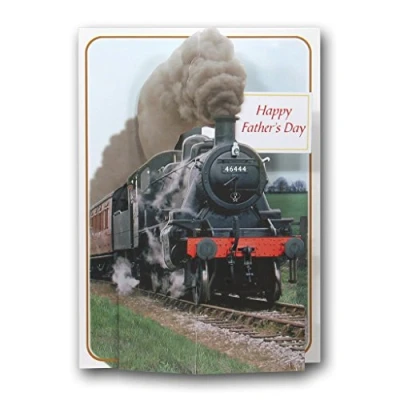 Image of The Pictoria Press FATHERS DAY Steam Engine Train Locomotive Railway a 3D Pop Up Greeting Card from