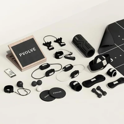 Image of PVOLVE Total Transformation Bundle Home Gym Fitness Equipment for Body Strength Exercise and Recovery, Black