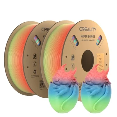 Image of Creality Official Hyper PLA Filament Rainbow Short 2KG, 3D Printer for High Speed Printing, Durable and Resistant, Smooth, Overhang Performance Dimensional Accuracy +/ 0.03mm, 2 Rolls