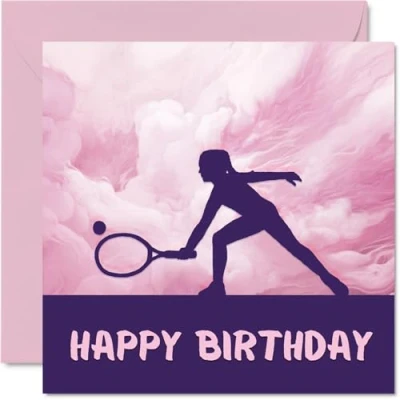 Image of Sport Birthday Cards for Women Girls Tennis in Player Card Friend Sister Daughter Niece Teammate, 145mm x Athlete Greeting