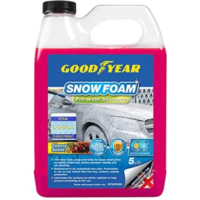 Image of Goodyear Snow Foam Shampoo Car Cherry Scent 5L pH Neutral Wash Wax Soap Kit