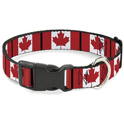 Image of Buckle Down PC W30367 L Canada Flags Plastic Clip Collar, Large/15 26