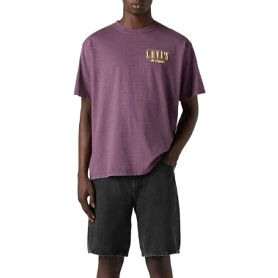 Image of Levi&#039;s Men&#039;s Vintage Fit Graphic Tee T Shirt, Serif Logo Grey/Viol, S