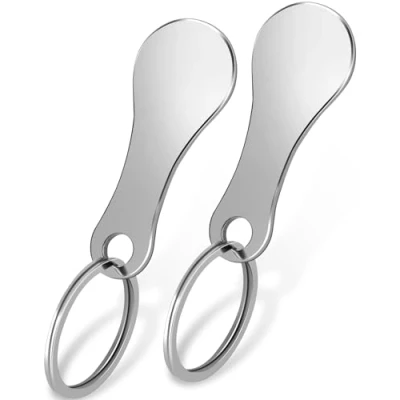 Image of 2 Shopping Trolley Removers Made of Stainless Steel Key Fob for Front Loader Removable Token Keyring