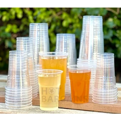 Image of HOT BARGAINS, Clear Strong Reusable Plastic Pint &amp; Half Disposable Beer Glasses Cups Tumblers (50 X 50 Pint)