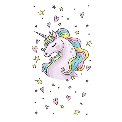 Image of Theonoi Children&#039;s Hand Towel Bath Beach Shower for Girls and Boys 100% Cotton 70 x 140 cm (Unicorn)
