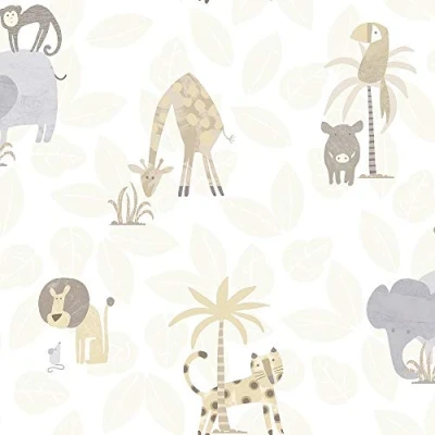 Image of Holden Decor Make Believe Jungle Friends Neutral Wallpaper 12540 Kids Childrens