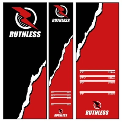 Image of RUTHLESS Darts Mat Heavy Duty Non Slip Durable Carpet Dart for Floor Black (Red Rip)