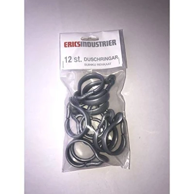 Image of Erica Shower Curtain Rings for Rods Matte Silver, Pack of 12