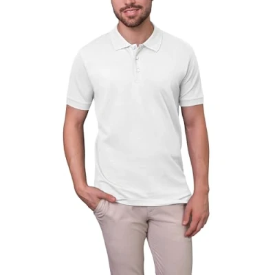 Image of HRM Men&#039;s Luxury Stretch M Polo Shirt, White (White 02 White), S