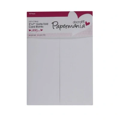 Image of Papermania 5 x 7 inch 300 GSM Gate Fold Card Blanks and Envelopes, Pack of 10, White