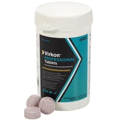 Image of Virkon S Professional 50 x 5g Tablets Veterinary Disinfectant for Surfaces, Equipment &amp; Bowls DEFRA Approved Broad Spectrum Virucidal Cleaner
