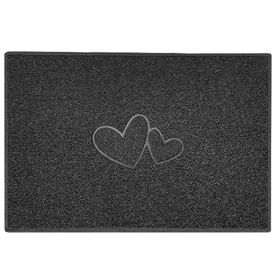 Image of Nicoman Double Heart Embossed Shape Door Mat Dirt Trapper Washable Barrier Doormat Dark Grey (Drainage Open Back) X Large (120x80cm)