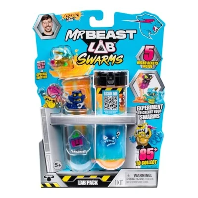 Image of MrBeast Lab Swarms Atomic Series Pack, Experiment By Adding Water, Shaking the Test Tube And Reveal 2 of 5, 1 Inch / 2.5 cm Themed Collectible Micro Beasts, Over 85 To Collect