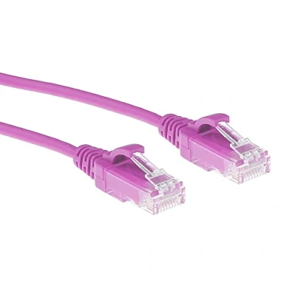 Image of ACT Cat6 Network Cable, U/UTP LSZH LAN Thin 3.8mm Slimline, Flexible Snagless Ethernet Cable with RJ45 Connector, for Use in Data Centres, 7 Metres, Pink DC9407