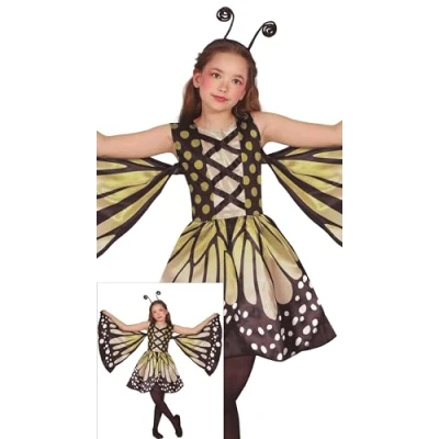 Image of FIESTAS GUIRCA Marvelous Butterfly Girls Fancy Dress Costume Yellow Monarch with Wings Kids Costumes Age 7 9 Years