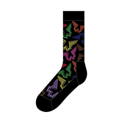 Image of Paul Mccartney Wings Logos (US Men&#039;s Shoe Size 8 12) Socks Black, One