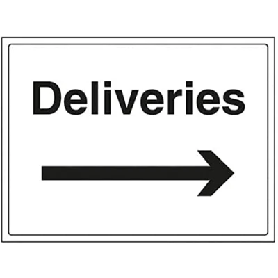 Image of V Safety Deliveries, Arrow Right Sign 400mm x 300mm 1mm Rigid Plastic