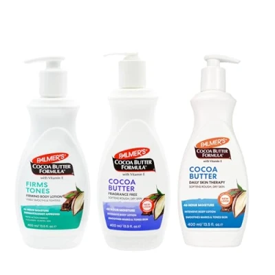 Image of Palmer&#039;s Cocoa Butter Bundle Set of 3 x 400ml Lotions Firms &amp; Tones, Fragrance Free Skin Therapy Hydrating, Nourishing Firming Ideal for Sensitive, Dry All Types