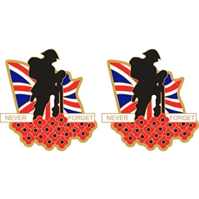 Image of Poppy Day Sticker with Soldier and Union Jack Ideal for cars, scooters, laptops, mobiles, etc (Small (you get 2 small stickers))