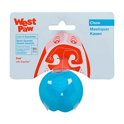 Image of WEST PAW Zogoflex Jive Ball Dog Chew Toy Bouncing Toys for Dogs, Fetch, Catch, Chewing, Play Floatable, Recyclable Balls Latex Free, Non Toxic, Dishwasher Safe