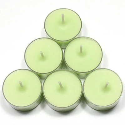 Image of Handmade Premium Quality Highly Scented 6 Tea Light Candles (Green Apple Scent)