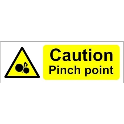 Image of Caution Pinch Point Safety Sign Self Adhesive Sticker 150mm x 50mm Case (Pack of 20)