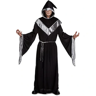 Image of Morph, Black Robe Halloween Costumes, Wizard Costume, Sorcerer Medieval Monk Dark Costume X Large