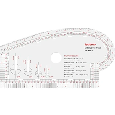 Image of Liquidraw 4 in 1 Multipurpose Curve Ruler Includes Armhole Ruler, Hip Front Neckline &amp; Back Neckline, Pattern Making Fashion Design Imperial Metric