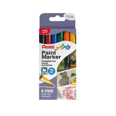 Image of Pentel Paint Marker Fine Bullet Tip Assorted (Pack of 6) YMSP10/6 M