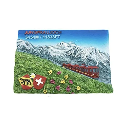 Image of 3D Jungfrau Switzerland Refrigerator Fridge Magnet Tourist Souvenirs Handmade Resin Craft Magnetic Stickers Home Kitchen Decoration Travel Gift