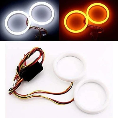 Image of Qasim 1 pair of 70MM LED Angel Eyes Halo Rings 2.75’’ White+Amber Switchback for Car Motorcycle Headlight DRL Fog Light 4014 84SMD DC12V