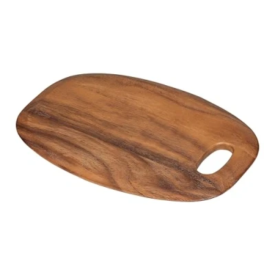 Image of Tala Large Curved Chopping Board, Lacquered Acacia Wooden with Smooth Edges This Wood Board is Ideal for Serving, Presenting and Preparing All Foods, Measures 36 x 26 1.5 cm