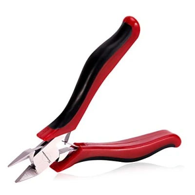 Image of SPEEDWOX Diagonal Cutting Pliers Side Nippers 4 Inches Micro Wire Cutters Precision Plastic with Spring Mini Angled Head Fine Plier Professional Jewelry Making Tool