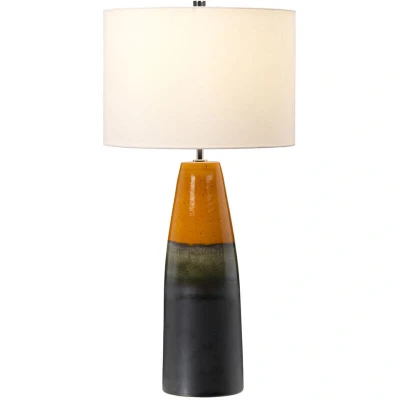 Image of Burnt Oak Table Lamp with Cylindrical Shade