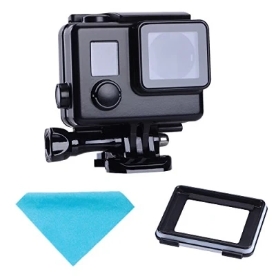 Image of Suptig Replacement Waterproof Case Protective Black housing Touch Compatible For GoPro Hero 4 3+ Hero3 Camera Underwater Use Water Resistant up to 147ft (45m)