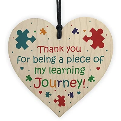 Image of RED OCEAN Teacher Heart Hanging Plaque Gifts Thank You for Assistant School Nursery Gift