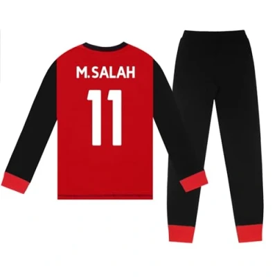 Image of Liverpool FC Boys M.Salah 11 Long Pyjamas Red Black 9 10 Years