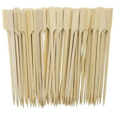 Image of 6&quot; / 15CM Bamboo Kebab Skewers 110PCS Food Appetizer Toothpicks Flat Paddle Wood Picks for Apple, Cocktail Fountain, Marshmallow, Burger, Chocolate Bouquet, Barbeque, BBQ, Barbecue, Yakitori Chicken
