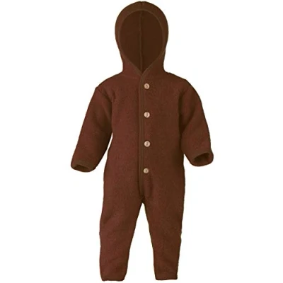 Image of Engel Baby Jumpsuit with Hood Wool Fleece, Cinnamon Melange, 86 92