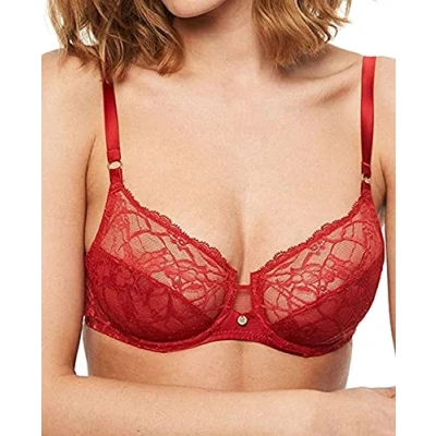 Image of Chantelle DE Women&#039;s Segur Underwired Non padded wired Bra, Red (Scarlet 5W), 32DD (Manufacturer Size: 70E)