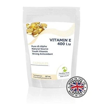 Image of Vitamin E 267mg 400iu dl Alpha Tocopheryl Acetate Antioxidant 60 Capsules LetterBox Friendly UK Fast Delivery Young Vitamins