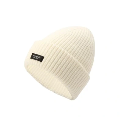 Image of Kate Spade New York Sam Label Cuff Beanie Cream One Size, Cream, Size