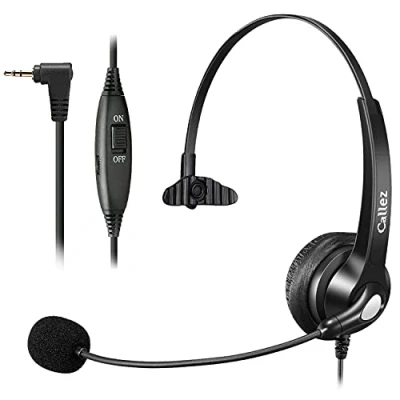 Image of 2.5mm Telephone Headset with Microphone Noise Cancelling, Cordless Phone Work for Panasonic Gigaset C530A Grandstream Cisco SPA Polycom Home Office Landline Phones, Clear Chat, Ultra Comfort