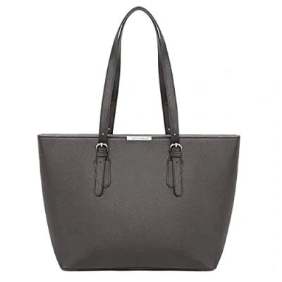Image of David Jones Women&#039;s Large Tote Shopper Top Handle Handbag PU Leather Big Shoulder Shopping Bag Capacity A4 Ladies Girl Students School Work Office City Laptop Grey