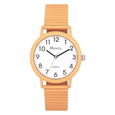 Image of Ravel Women&#039;s Pastel Coloured Fashion Watch on Expander Bracelet (36mm case) Analogue Quartz R0237.15.1 Persimmon
