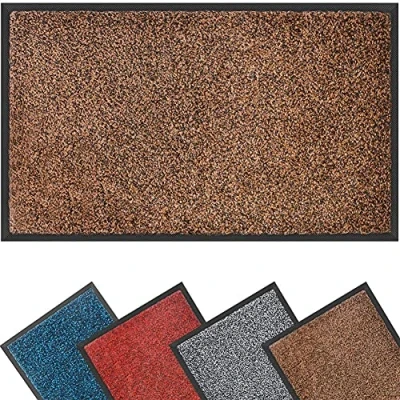 Image of eXtreme Dirt Trapper Door Mat for Indoor &amp; Outdoor Washable Barrier Mat, Heavy Duty Non Slip Entrance Rug Shoes Scraper, Super Absorbent Front Carpet (120 x 170cm, Black Brown)